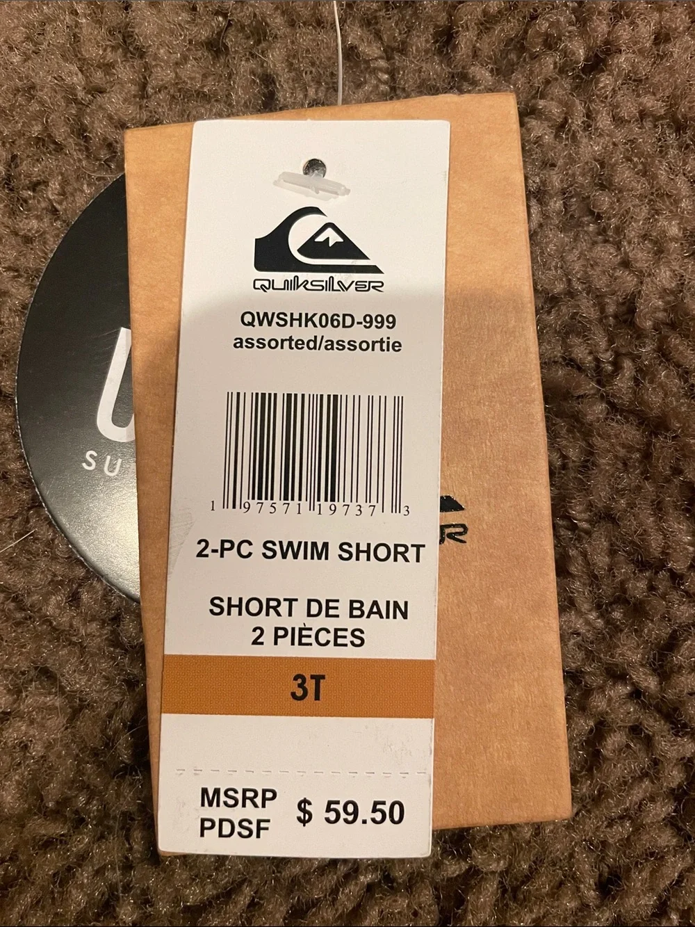 NWT - Quiksilver Kids' Orange Rash Guard & Striped Boardshort Set